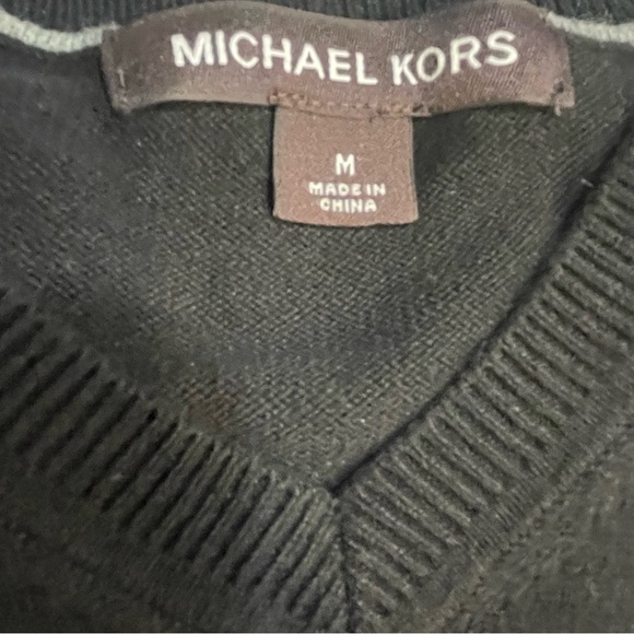 Michael Kors Black V-Neck Sweater (stitched MK logo) - Picture 4 of 5